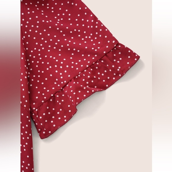 BloomChic Polka Dot V Neck Ruffle Trim Blouse XL us 14 - Picture 6 of 8